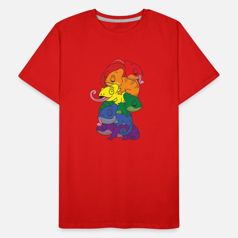 Drapeau arc-en-ciel Pride LGBTQ Mignon Caméléon Stack T-shirt bio Premium Homme