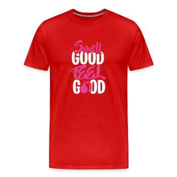 Les amateurs de parfums qui s’intéressent aux parfums ou aux fragrances - T-shirt bio Premium Homme - rouge - Devant - Damien (186cm)
