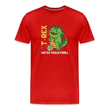 T-Rex déteste les joueurs de volleyball athlètes sports de loisir - T-shirt bio Premium Homme - rouge - Devant - Damien (186cm)