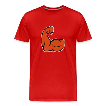 Biceps Arm Bodybuilding - Men's Premium Organic T-Shirt - red - Front - Damien (186cm)