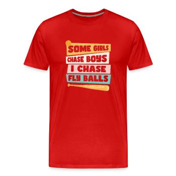 Lustiger Softball-Mädchen-Humor - Männer Premium Bio T-Shirt - Rot - Vorne - Damien (186cm)