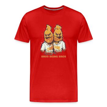 Bros Among Themselves: The Chickens Brothers - Men's Premium Organic T-Shirt - red - Front - Damien (186cm)