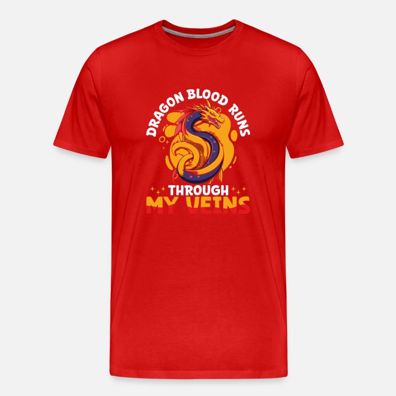 Drachenblut Fließt - Männer Premium Bio T-Shirt - Rot