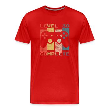30 Birthday Gamer Niveau 30 Vintage complet - T-shirt bio Premium Homme - rouge - Devant - Damien (186cm)