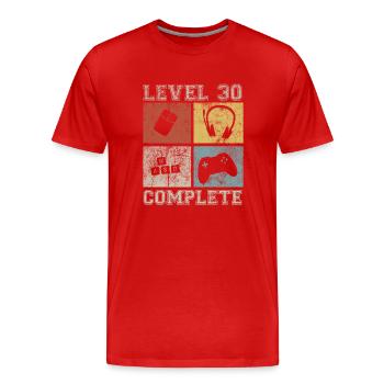 30 Birthday Gamer Niveau 30 Vintage complet - T-shirt bio Premium Homme - rouge - Devant - Damien (186cm)