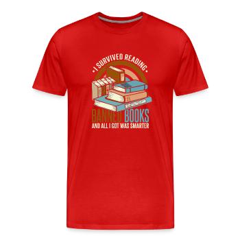 I Survived Reading Banned Books - Men's Premium Organic T-Shirt - red - Front - Damien (186cm)