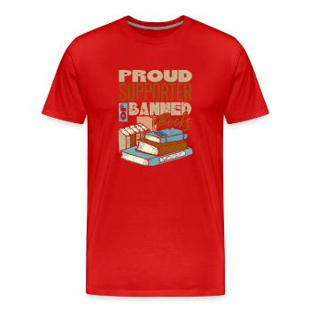 Fier partisan des livres interdits - T-shirt bio Premium Homme - rouge - Devant - Damien (186cm)