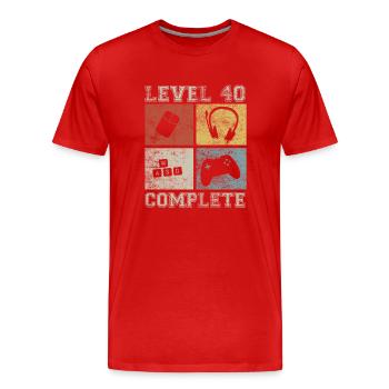 40 Birthday Gamer Level 40 complete Vintage - Men's Premium Organic T-Shirt - red - Front - Damien (186cm)