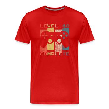 40 Birthday Gamer Level 40 complete Vintage - Men's Premium Organic T-Shirt - red - Front - Damien (186cm)