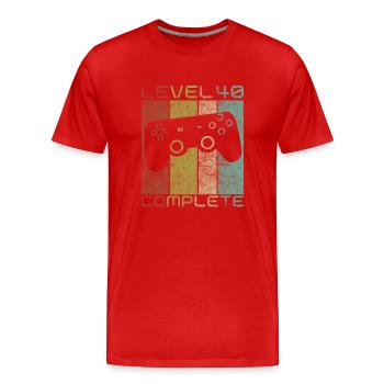 40 Birthday Gamer Level 40 complete Vintage - Men's Premium Organic T-Shirt - red - Front - Damien (186cm)