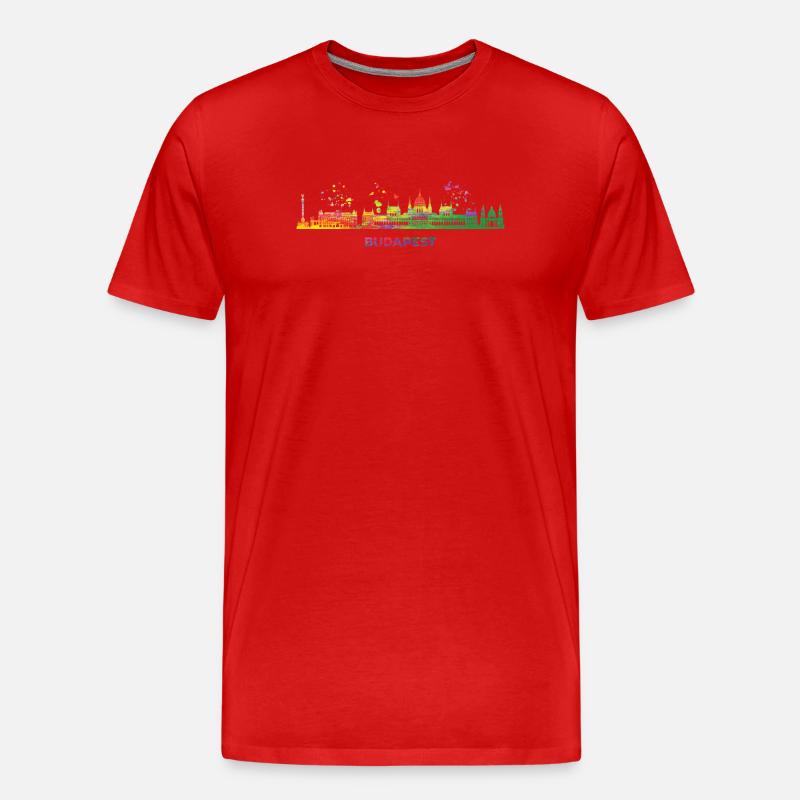 Budapester Skyline Budapest - Männer Premium Bio T-Shirt - Rot