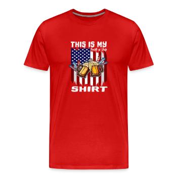 C’est ma journée de la chemise du 4 juillet à boire - T-shirt bio Premium Homme - rouge - Devant - Damien (186cm)