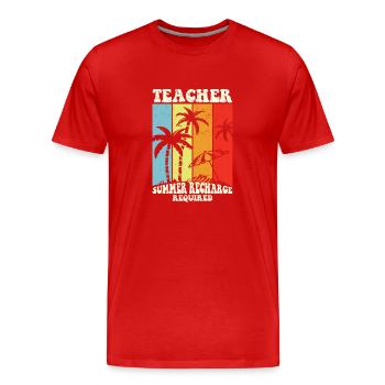 Dernier jour de recharge estivale des enseignants - T-shirt bio Premium Homme - rouge - Devant - Damien (186cm)