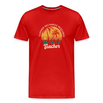 Dernier jour de recharge estivale des enseignants - T-shirt bio Premium Homme - rouge - Devant - Damien (186cm)