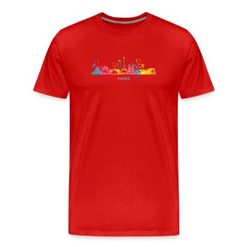 Pariser Skyline Paris - Männer Premium Bio T-Shirt - Rot - Vorne - Damien (186cm)