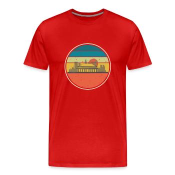 Graphismes rétro vintage colorés avec vue sur Pékin - T-shirt bio Premium Homme - rouge - Devant - Damien (186cm)