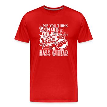 Bass Guitar See Me Playing Bass Guitar - Men's Premium Organic T-Shirt - red - Front - Damien (186cm)
