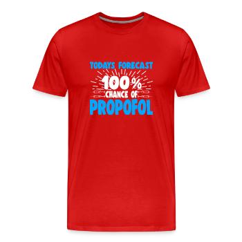 Todays Forecast 100 % Chance Of Propofol SRNAs - Männer Premium Bio T-Shirt - Rot - Vorne - Damien (186cm)