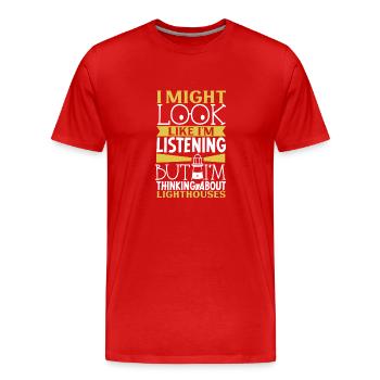 Lighthouse Seaside Nautical I Love Lighthouse - Men's Premium Organic T-Shirt - red - Front - Damien (186cm)