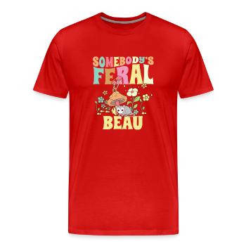 Somebody's Feral Beau Opossum Boyfriend - Men's Premium Organic T-Shirt - red - Front - Damien (186cm)
