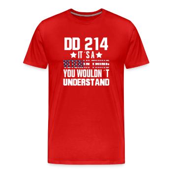 DD-214 C’est une affaire de vétéran - Vétéran - T-shirt bio Premium Homme - rouge - Devant - Damien (186cm)
