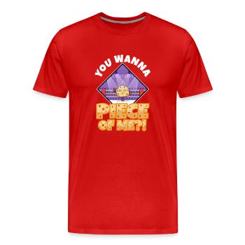 Tu veux me morceau Biscuit - T-shirt bio Premium Homme - rouge - Devant - Damien (186cm)