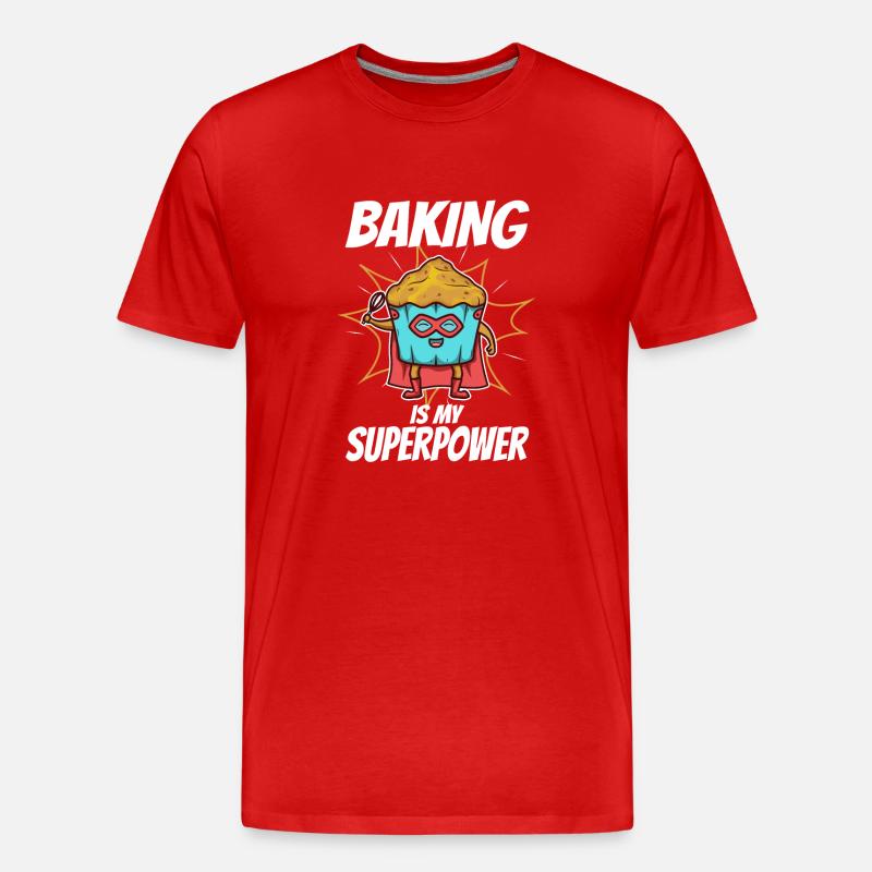 Baking is my Superpower, Muffin - Männer Premium Bio T-Shirt - Rot
