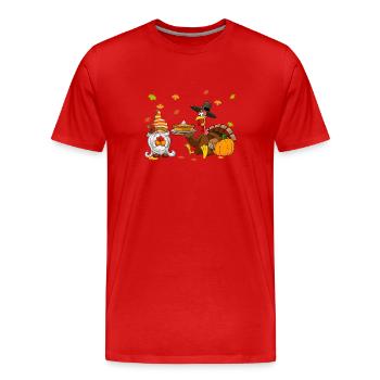Happy Thanksgiving Türkei Gnome Kürbis Herbst - Männer Premium Bio T-Shirt - Rot - Vorne - Damien (186cm)