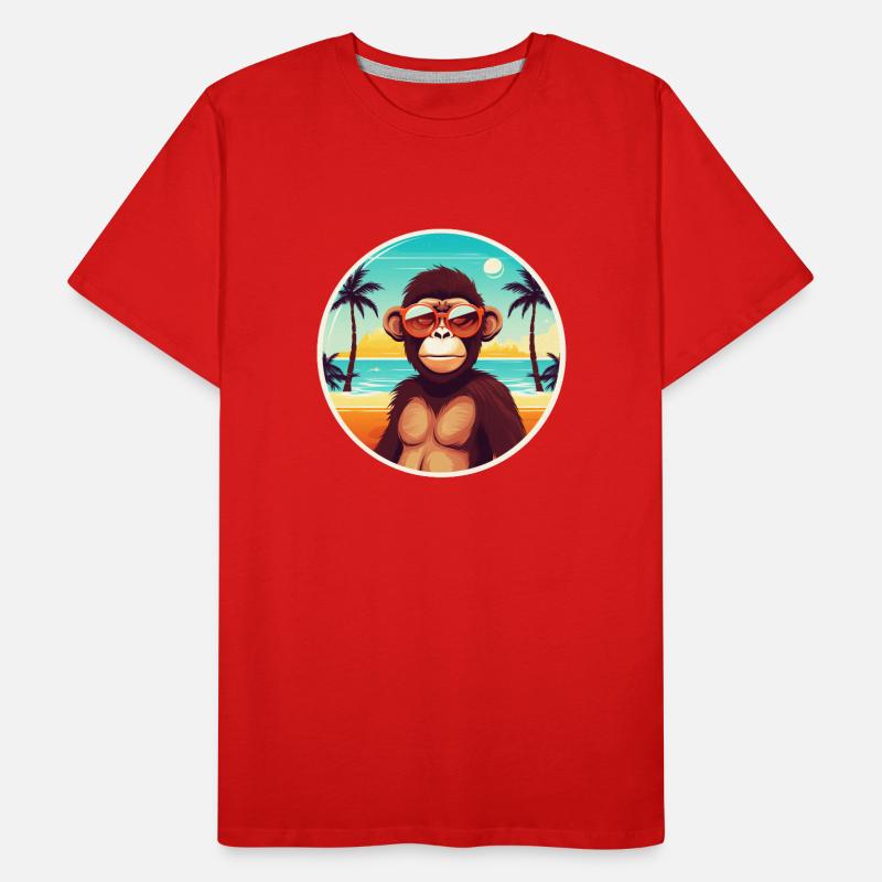 Surf, sable et singe: tee de plage tendance pour Summe T-shirt bio Premium Homme