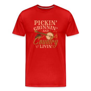 Country Music - Men's Premium Organic T-Shirt - red - Front - Damien (186cm)