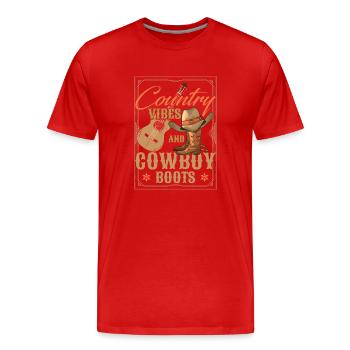 Country Vibes - Men's Premium Organic T-Shirt - red - Front - Damien (186cm)