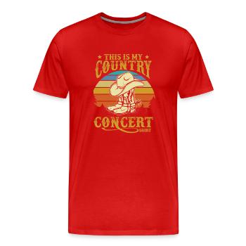 Ceci est ma chemise de concert country - T-shirt bio Premium Homme - rouge - Devant - Damien (186cm)