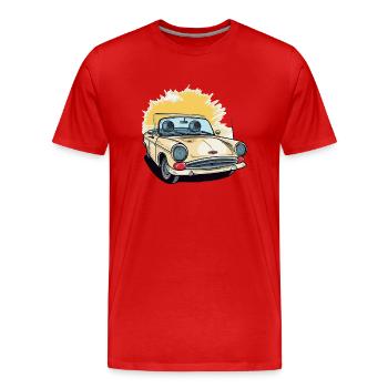 Cabriolet jaune français - T-shirt bio Premium Homme - rouge - Devant - Damien (186cm)