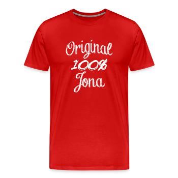 Original 100% Jona - Männer Premium Bio T-Shirt - Rot - Vorne - Damien (186cm)