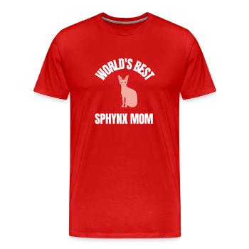 Sphynx Maman Chat Sans Poils Propriétaire de Chat - T-shirt bio Premium Homme - rouge - Devant - Damien (186cm)