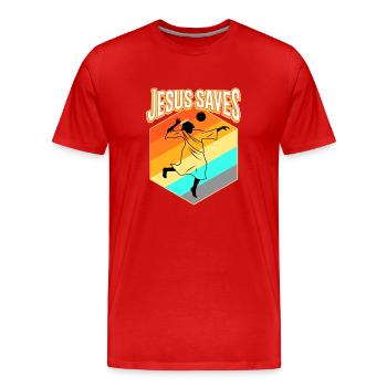 Jésus et le volleyball - T-shirt bio Premium Homme - rouge - Devant - Damien (186cm)