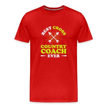 Entraîneur de cross-country - T-shirt bio Premium Homme - rouge - Devant - Damien (186cm)