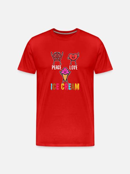 Crème glacée Peace Love - T-shirt bio Premium Homme - rouge