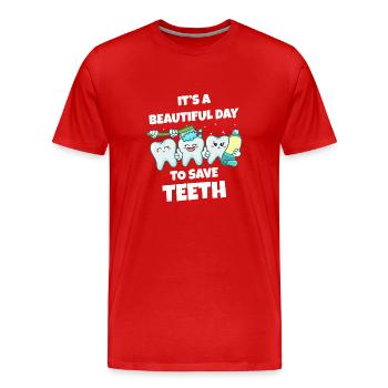 Zahn Zähne Zahnarzt Zahnmedizinische Angestellte - Männer Premium Bio T-Shirt - Rot - Vorne - Damien (186cm)