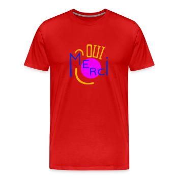 Oui Oui Merci - Männer Premium Bio T-Shirt - Rot - Vorne - Damien (186cm)