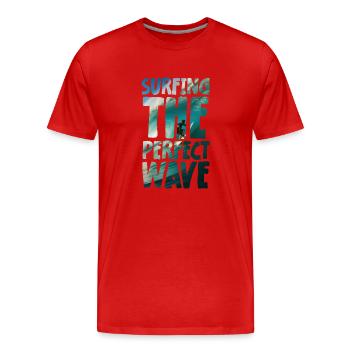Surfing The Perfect Wave - Männer Premium Bio T-Shirt - Rot - Vorne - Damien (186cm)