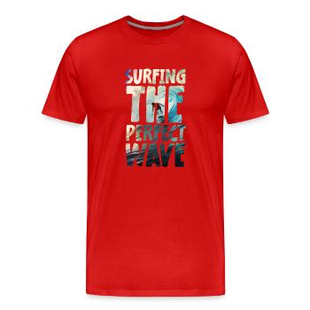 Surfing The Perfect Wave - Männer Premium Bio T-Shirt - Rot - Vorne - Damien (186cm)