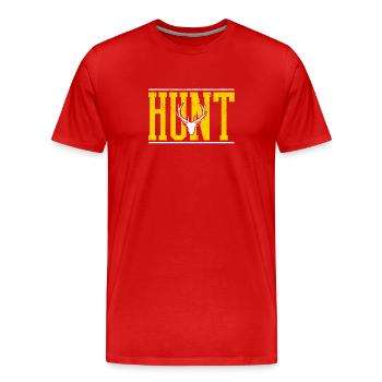 Chasse au cerf Chasse aux bois de chevreuil de Virginie Drôle - T-shirt bio Premium Homme - rouge - Devant - Damien (186cm)