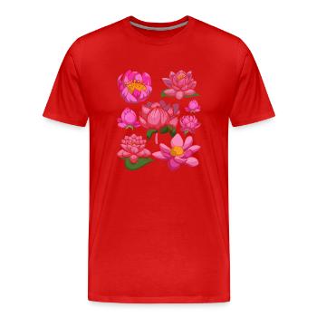 Jardin botanique Fleurs Lotus Cadeau Botanique - T-shirt bio Premium Homme - rouge - Devant - Damien (186cm)