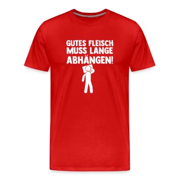Gutes Fleisch Muss Lange Abhängen - Männer Premium Bio T-Shirt - Rot - Vorne - Damien (186cm)