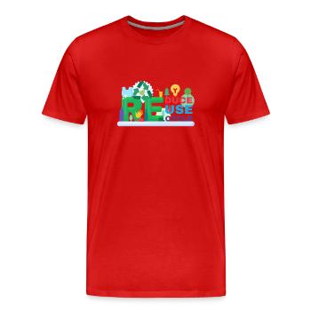 Recycle Réutiliser Renew Rethink Wind Turbine - Wind - T-shirt bio Premium Homme - rouge - Devant - Damien (186cm)