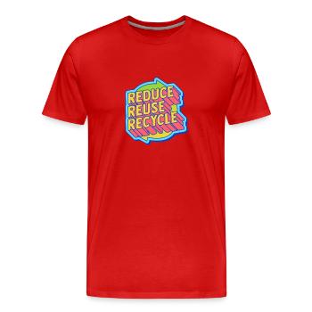 Recycle Réutiliser Renew Rethink Wind Turbine - Wind - T-shirt bio Premium Homme - rouge - Devant - Damien (186cm)