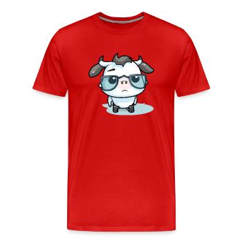 Milta die Kuh - Männer Premium Bio T-Shirt - Rot - Vorne - Damien (186cm)