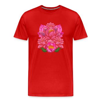 Botanist Lotus Blossoms Gardener Gift Botany - Men's Premium Organic T-Shirt - red - Front - Damien (186cm)