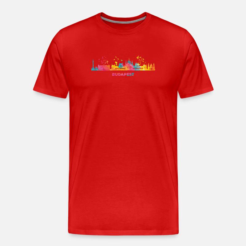 Budapester Skyline Budapest - Männer Premium Bio T-Shirt - Rot